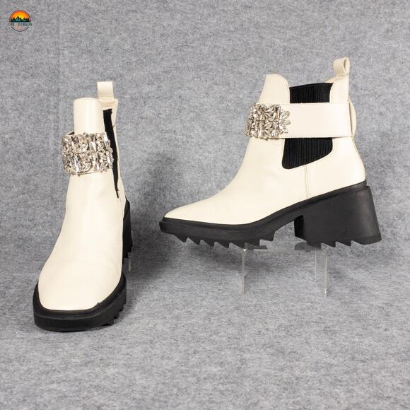 Karl Lagerfeld Cavin Paris Fashion Chelsea Boot White Leather Women's Size 11M - Picture 1 of 14